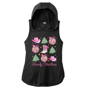 Howdy Christmas Coquette Bow Xmas Tree Western Country Ladies PosiCharge Tri-Blend Wicking Draft Hoodie Tank