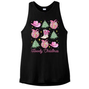 Howdy Christmas Coquette Bow Xmas Tree Western Country Ladies PosiCharge Tri-Blend Wicking Tank