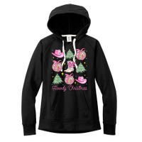 Howdy Christmas Coquette Bow Xmas Tree Western Country Women's Fleece Hoodie