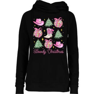 Howdy Christmas Coquette Bow Xmas Tree Western Country Womens Funnel Neck Pullover Hood