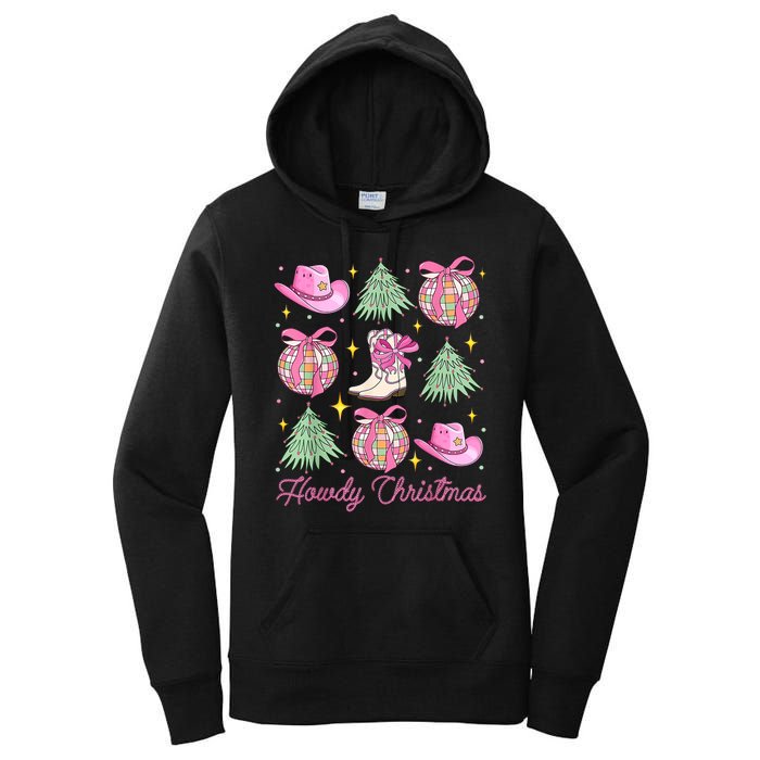 Howdy Christmas Coquette Bow Xmas Tree Western Country Women's Pullover Hoodie