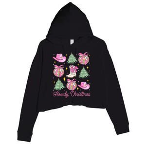 Howdy Christmas Coquette Bow Xmas Tree Western Country Crop Fleece Hoodie