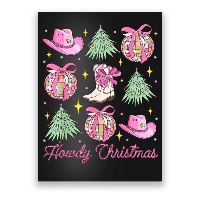 Howdy Christmas Coquette Bow Xmas Tree Western Country Poster