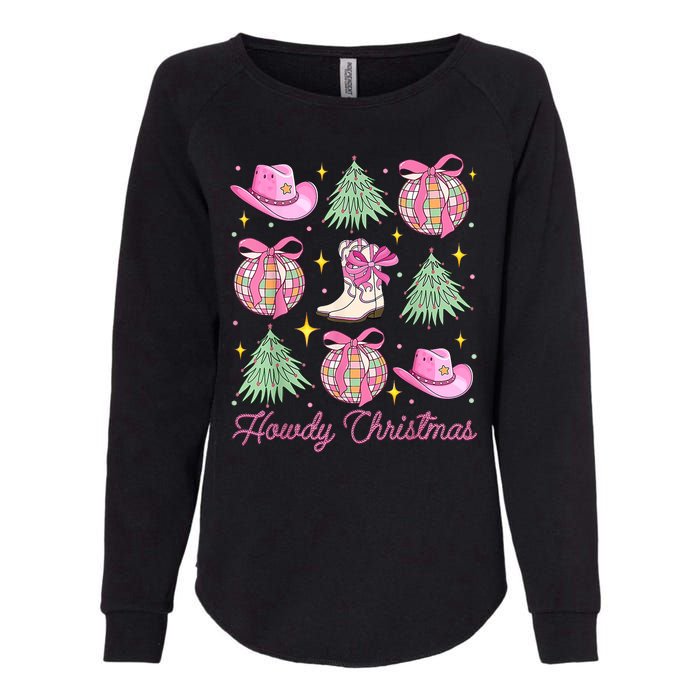 Howdy Christmas Coquette Bow Xmas Tree Western Country Womens California Wash Sweatshirt