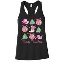 Howdy Christmas Coquette Bow Xmas Tree Western Country Women's Racerback Tank