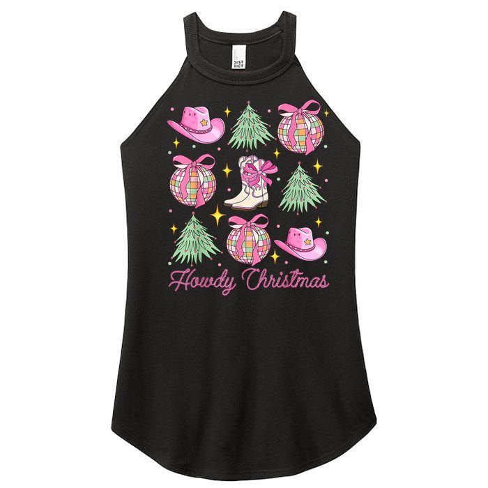 Howdy Christmas Coquette Bow Xmas Tree Western Country Women's Perfect Tri Rocker Tank