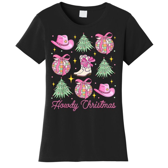 Howdy Christmas Coquette Bow Xmas Tree Western Country Women's T-Shirt