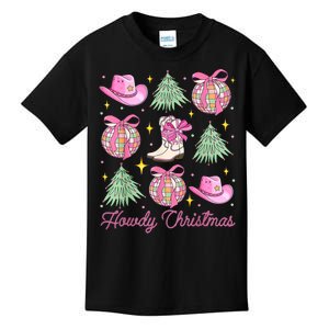 Howdy Christmas Coquette Bow Xmas Tree Western Country Kids T-Shirt