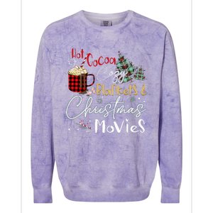 Hot Cocoa Cozy Blanket Christmas Movies Plaid Holidays Funny Colorblast Crewneck Sweatshirt