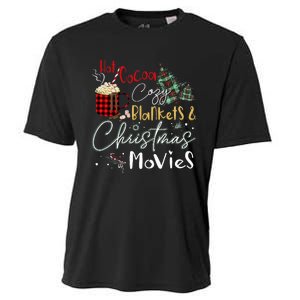 Hot Cocoa Cozy Blanket Christmas Movies Plaid Holidays Funny Cooling Performance Crew T-Shirt