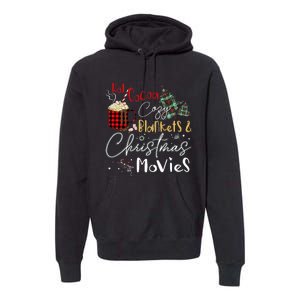 Hot Cocoa Cozy Blanket Christmas Movies Plaid Holidays Funny Premium Hoodie