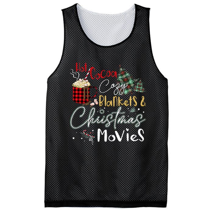 Hot Cocoa Cozy Blanket Christmas Movies Plaid Holidays Funny Mesh Reversible Basketball Jersey Tank