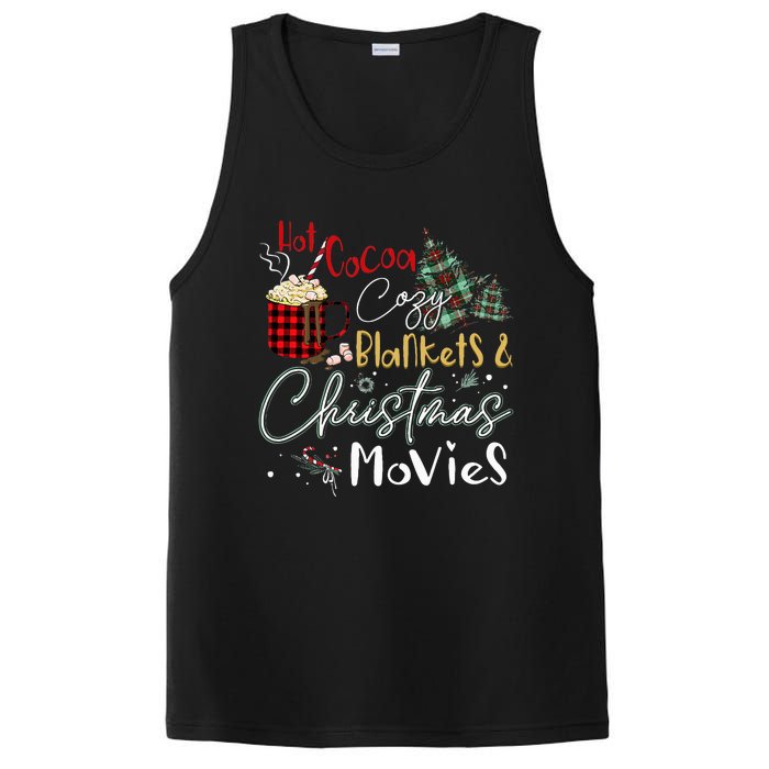 Hot Cocoa Cozy Blanket Christmas Movies Plaid Holidays Funny PosiCharge Competitor Tank