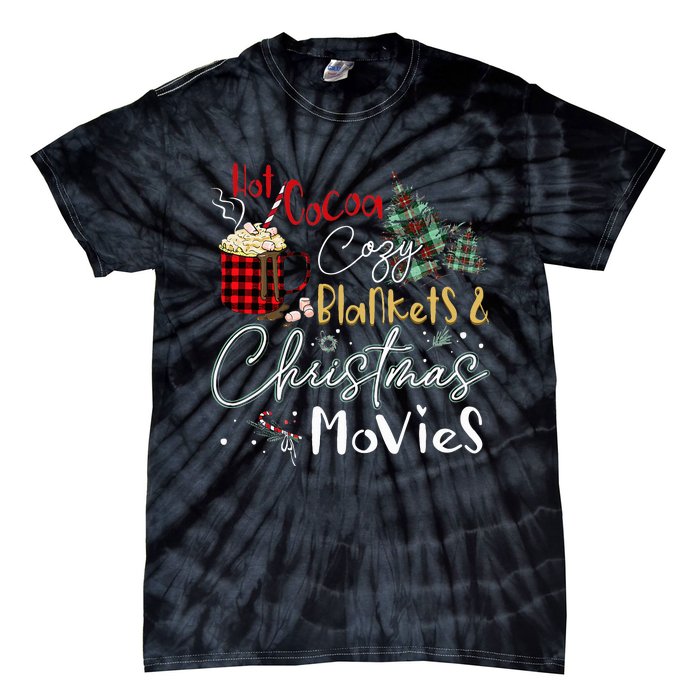 Hot Cocoa Cozy Blanket Christmas Movies Plaid Holidays Funny Tie-Dye T-Shirt