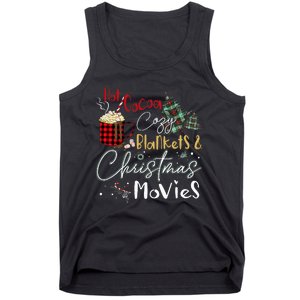 Hot Cocoa Cozy Blanket Christmas Movies Plaid Holidays Funny Tank Top