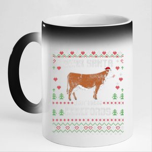 Hereford Cattle Cow Livestock Christmas Ugly Xmas Sweater  11oz Black Color Changing Mug