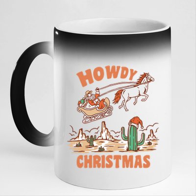 Howdy Christmas Cowboy Funny Santa Western Xmas Pajamas Gift 11oz Black Color Changing Mug