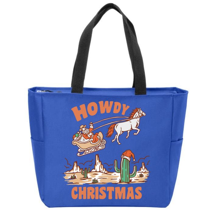 Howdy Christmas Cowboy Funny Santa Western Xmas Pajamas Gift Zip Tote Bag