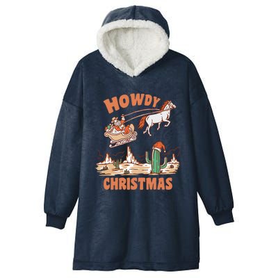 Howdy Christmas Cowboy Funny Santa Western Xmas Pajamas Gift Hooded Wearable Blanket