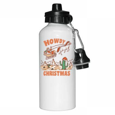 Howdy Christmas Cowboy Funny Santa Western Xmas Pajamas Gift Aluminum Water Bottle