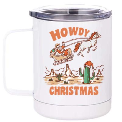 Howdy Christmas Cowboy Funny Santa Western Xmas Pajamas Gift 12 oz Stainless Steel Tumbler Cup