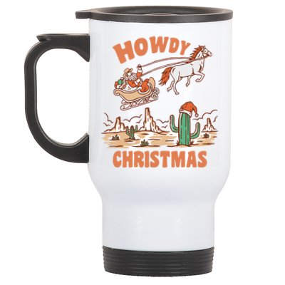 Howdy Christmas Cowboy Funny Santa Western Xmas Pajamas Gift Stainless Steel Travel Mug