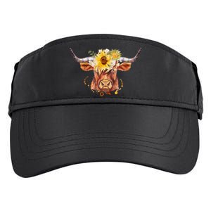 Highland Cow Coo Sunflowers Scottish Cow Lover Farm Animal Adult Drive Performance Visor