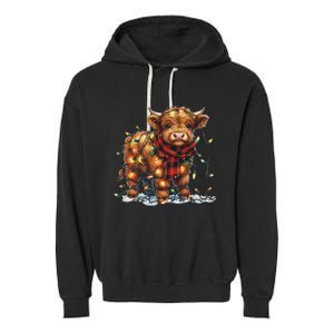 Highland Cow Christmas Xmas Santa Baby Wooly Farm Animal Garment-Dyed Fleece Hoodie