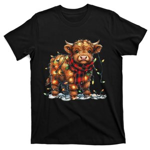 Highland Cow Christmas Xmas Santa Baby Wooly Farm Animal T-Shirt