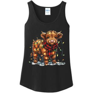 Highland Cow Christmas Xmas Santa Baby Wooly Farm Animal Ladies Essential Tank