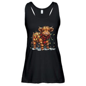 Highland Cow Christmas Xmas Santa Baby Wooly Farm Animal Ladies Essential Flowy Tank