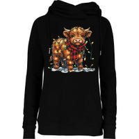 Highland Cow Christmas Xmas Santa Baby Wooly Farm Animal Womens Funnel Neck Pullover Hood