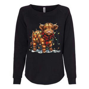 Highland Cow Christmas Xmas Santa Baby Wooly Farm Animal Womens California Wash Sweatshirt