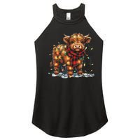 Highland Cow Christmas Xmas Santa Baby Wooly Farm Animal Women's Perfect Tri Rocker Tank