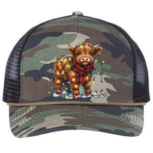 Highland Cow Christmas Xmas Santa Baby Wooly Farm Animal Retro Rope Trucker Hat Cap