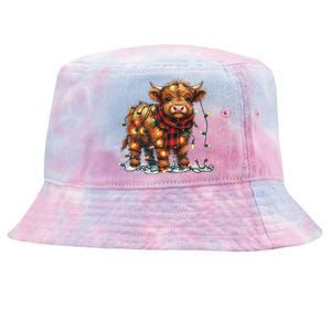 Highland Cow Christmas Xmas Santa Baby Wooly Farm Animal Tie-Dyed Bucket Hat