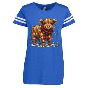 Highland Cow Christmas Xmas Santa Baby Wooly Farm Animal Enza Ladies Jersey Football T-Shirt