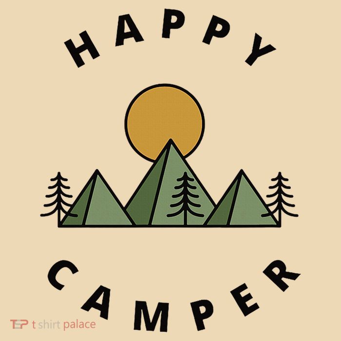 Happy Camper Camping Camp Forest Mountains Minimalist Zip Tote Bag