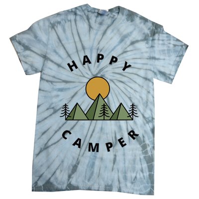 Happy Camper Camping Camp Forest Mountains Minimalist Tie-Dye T-Shirt