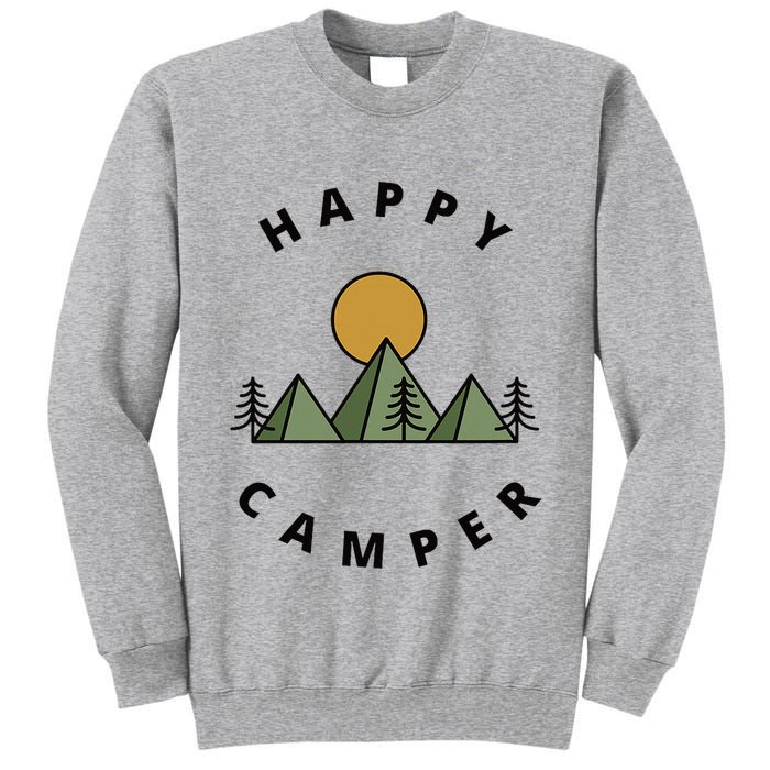 Happy Camper Camping Camp Forest Mountains Minimalist Tall Sweatshirt