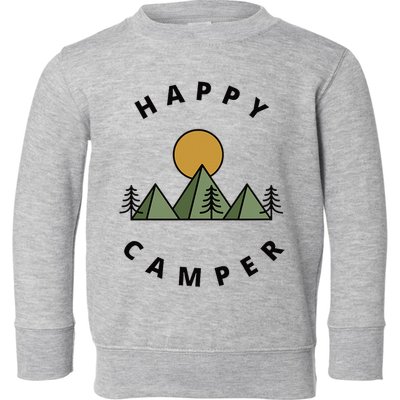 Happy Camper Camping Camp Forest Mountains Minimalist Toddler Sweatshirt