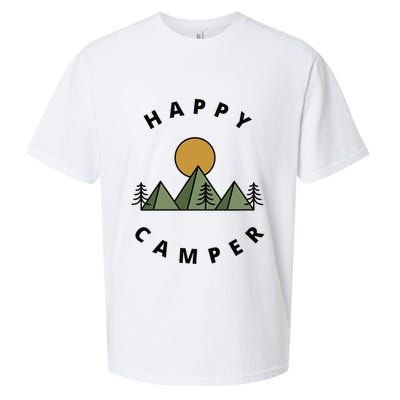 Happy Camper Camping Camp Forest Mountains Minimalist Sueded Cloud Jersey T-Shirt