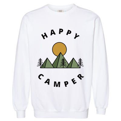 Happy Camper Camping Camp Forest Mountains Minimalist Garment-Dyed Sweatshirt