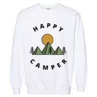 Happy Camper Camping Camp Forest Mountains Minimalist Garment-Dyed Sweatshirt