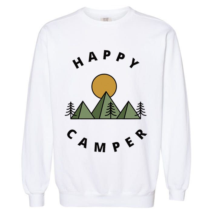 Happy Camper Camping Camp Forest Mountains Minimalist Garment-Dyed Sweatshirt