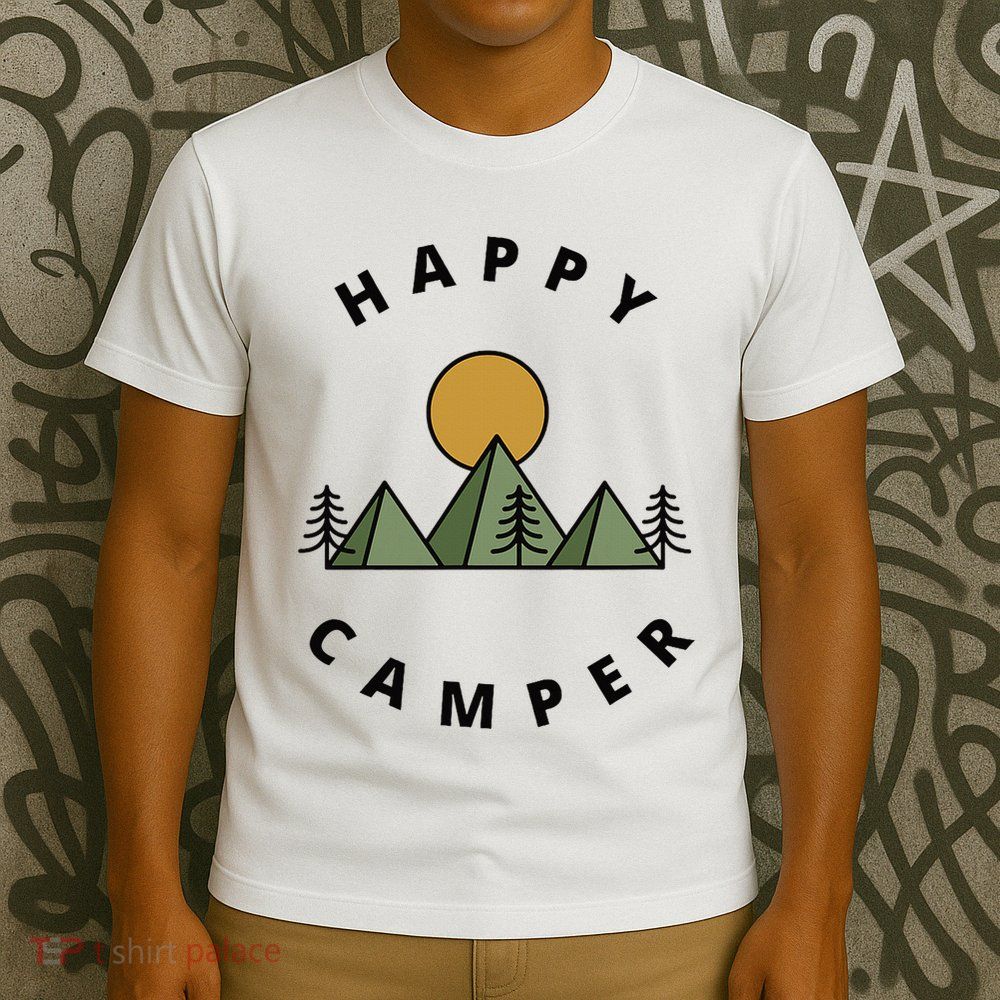 Happy Camper Camping Camp Forest Mountains Minimalist T-Shirt