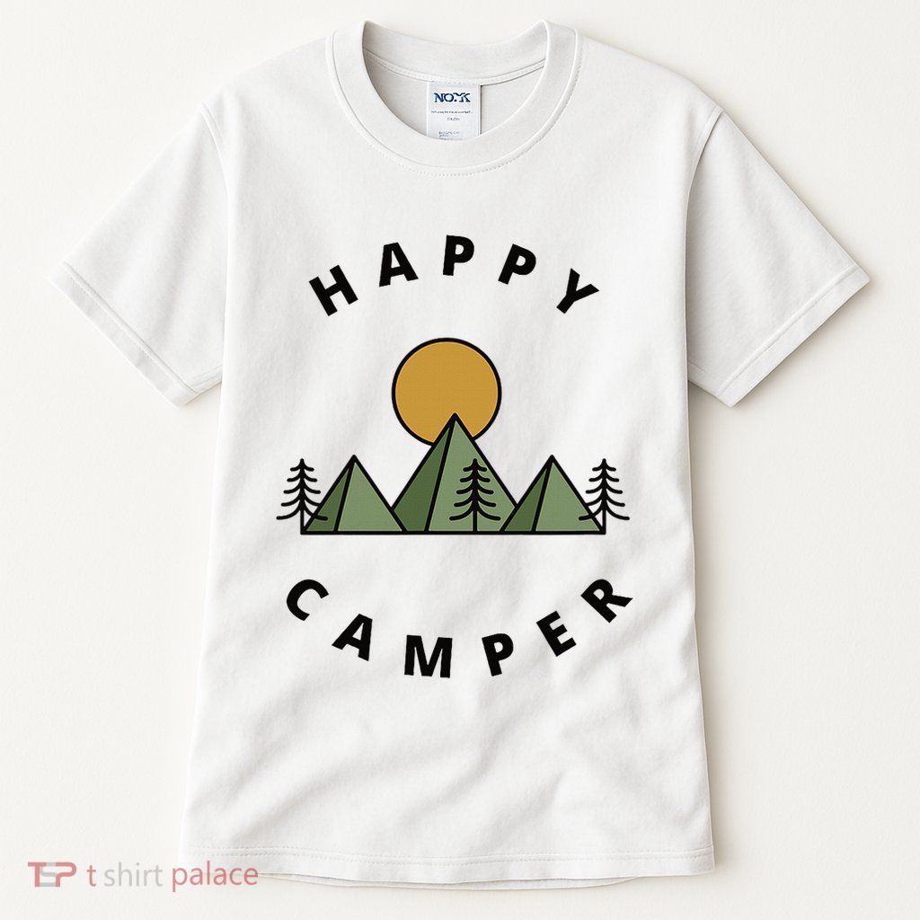 Happy Camper Camping Camp Forest Mountains Minimalist Tall T-Shirt