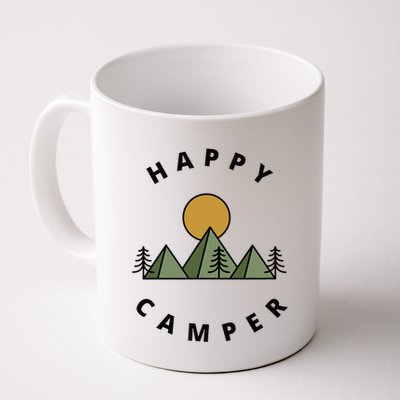 Happy Camper Camping Camp Forest Mountains Minimalist Mug