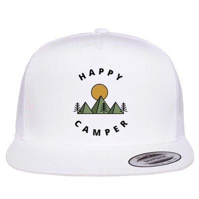Happy Camper Camping Camp Forest Mountains Minimalist Flatbill Hat