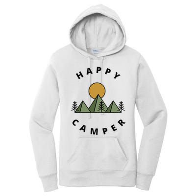 Happy Camper Camping Camp Forest Mountains Minimalist Women's Pullover Hoodie